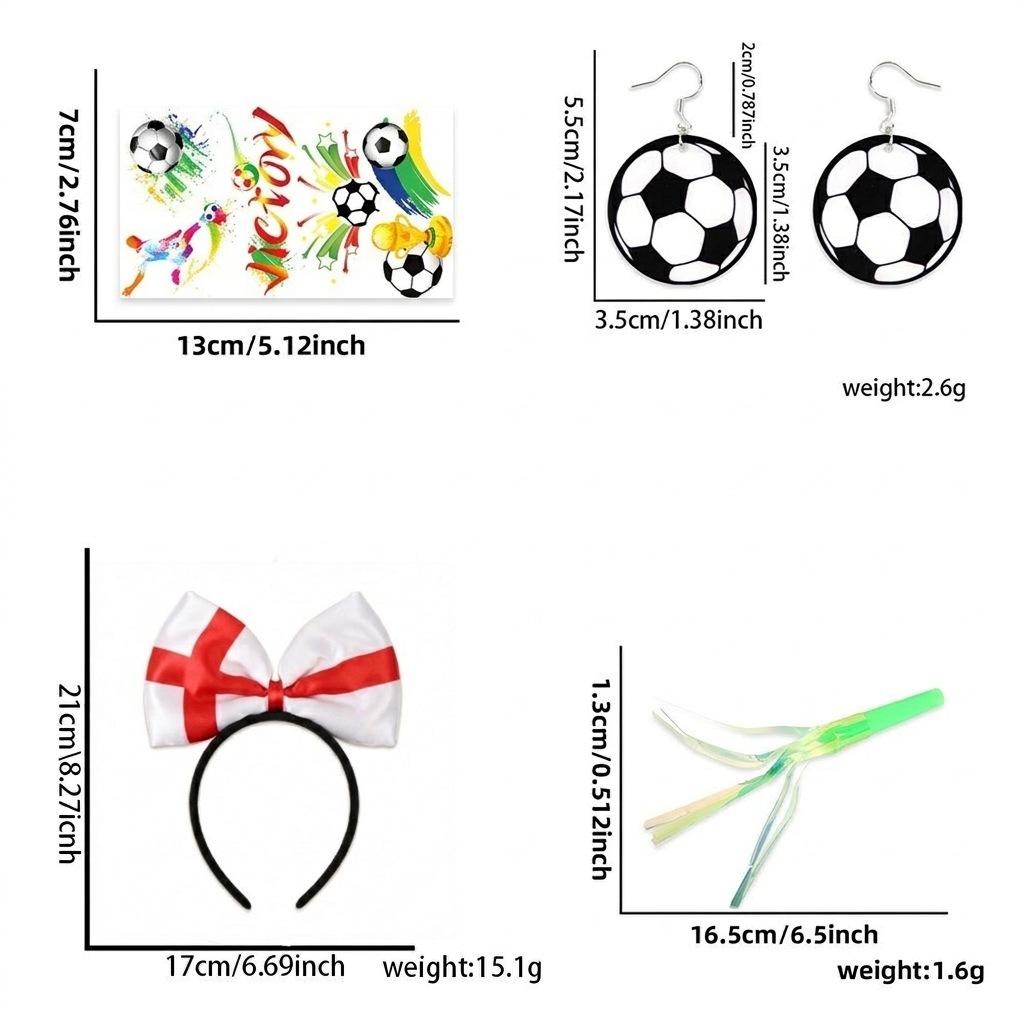World Football Match Cheer Set, Multi-Country Flag Headband & Badge, Fans Cheering Accessories