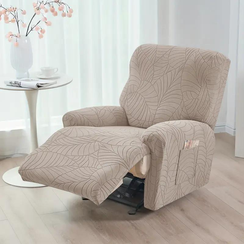 1 Seat Recliner Chair Covers Dust-Proof Elastic Armchair Slipcover Leaves Jacquard Single Sofa Slipcover For Living Room Decor