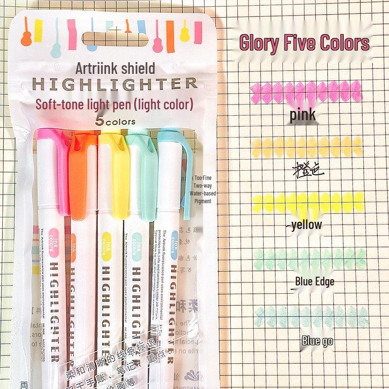 

Креативний набір хайлайтерів з двома наконечниками - Стильні та яскраві ручки для журналу для студентів Double-Headed