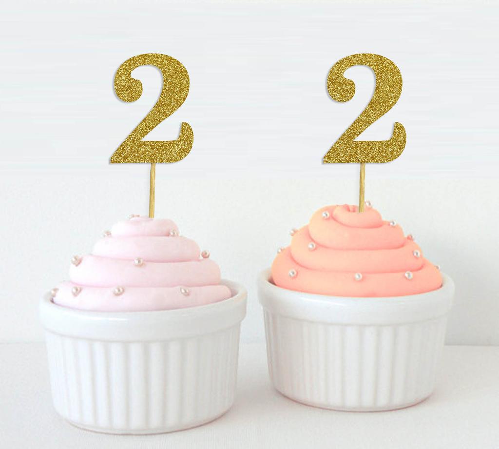 Darling Souvenir Number 2 Birthday Cupcake Toppers Birthday  Anniversary Party Dessert Decorations - Pack Of