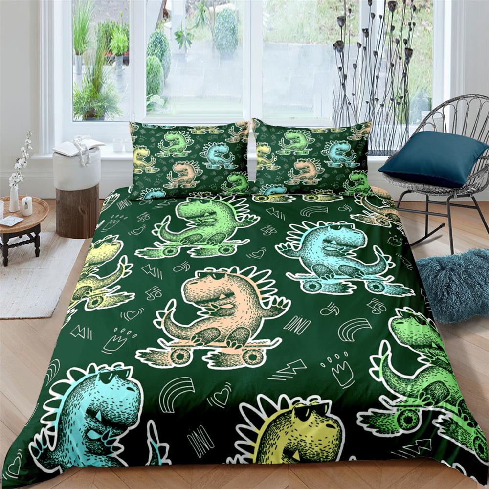 

kids Bedding Set 3D Digital Printing Cartoon Dinosaur Duvet Cover Pillowcase Lovely Cute Gift Bedclothes Luxury Home Textiles Duvet Cover&Uk Single 135x200cm