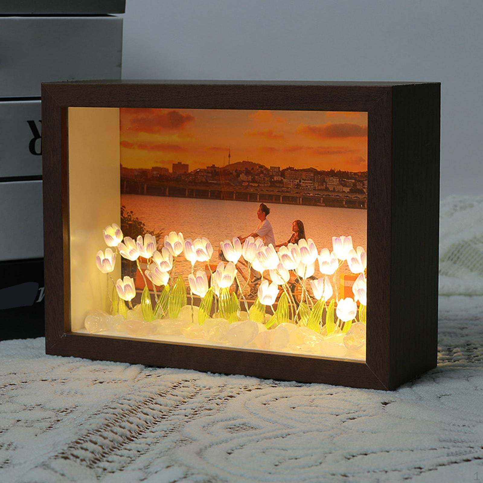 

DIY Picture Frame with Night Light Desktop Ornament Luminous 7 inch for Couples Kid 20