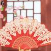 Cute Ethnic Dance Golden Tone Hand Held Flower Fan