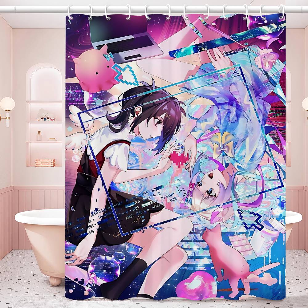 Needy-Girl Overdose Shower Curtain Bath Curtain Print Polyester Fabric Waterproof Bathroom Curtains With Hooks Bath Screen