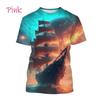 Pirate Ship Theme 3D Print Men's T-Shirt Summer Casual Men's Street T-Shirt Outdoor Sports Short Sleeve Fashion Men's T-Shirt