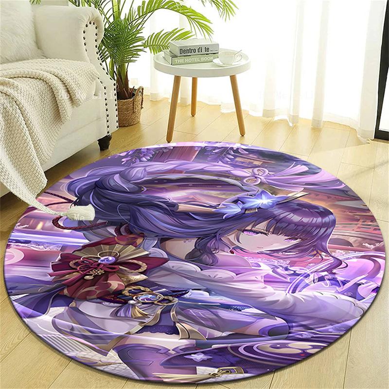 1pc Genshin Impact Beelzebul2 Design Printed Area Round Carpet for Bedroom Living Room Home Decor Rugs Mat Non Slip Mat Rug for Bedside