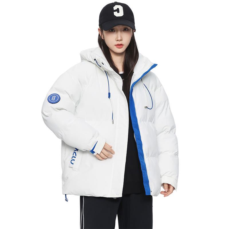 Winter New Cotton-padded Clothes Men's Thickened Warm Hooded Jacket Loose Casual Solid Color Versatile Bread Cotton-padded Jacket