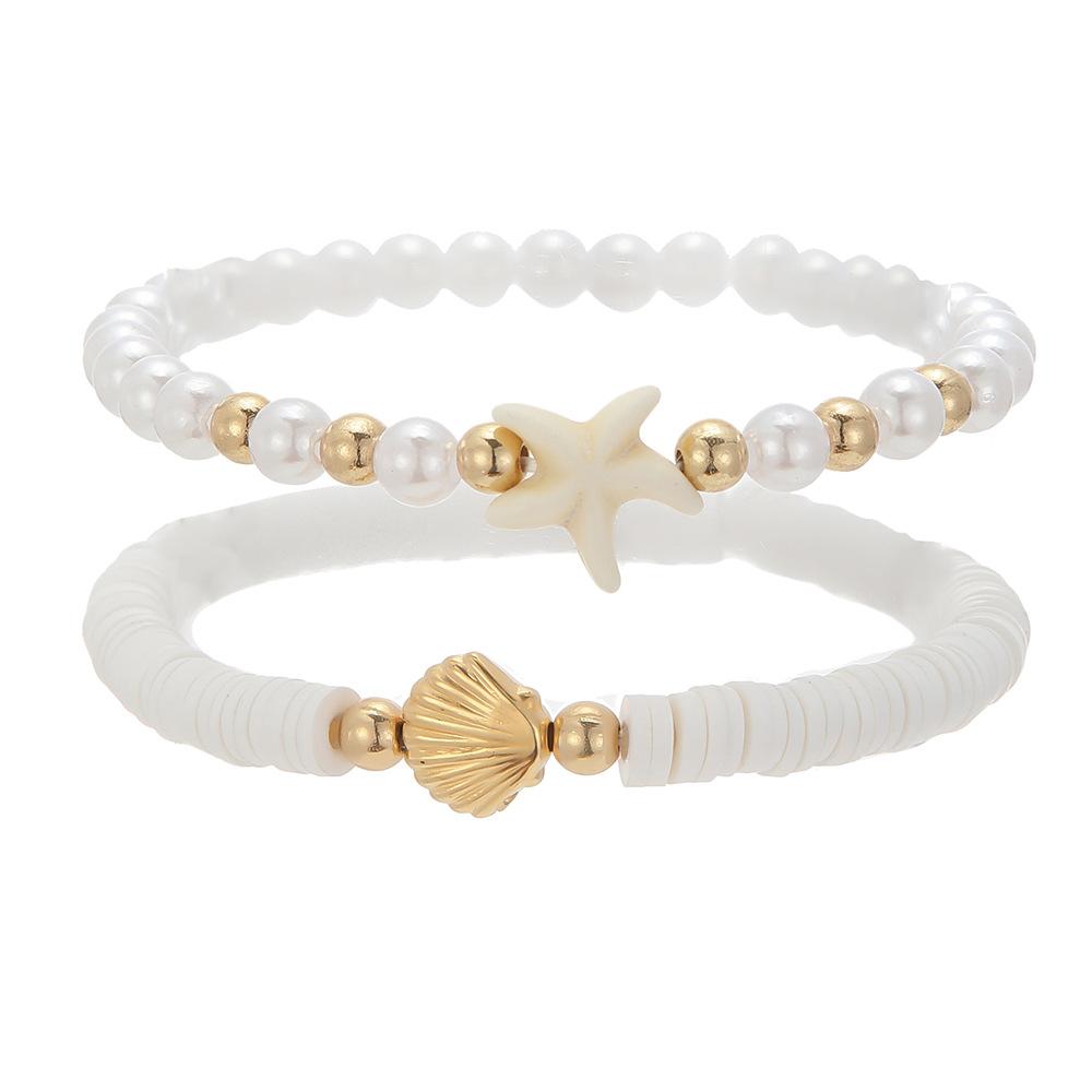 Hot Selling Girlfriend Bracelet Bohemian Pink Bow Pendant Bracelet Female Pearl Crystal Bracelet Set