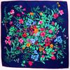 [BYSIFA] Black Plaid Letters Twill Scarves  New Floral Design Fine Hand-hemming Ladies Large Square Silk Scarf Shawl 90*90cm