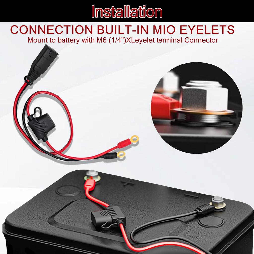 BLOLACDZ 2 Pack M6 (1/4 Inch) XL Terminal Harness Connector Cable for NOCO GC002 X-Connect
