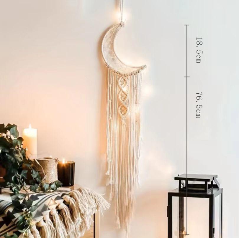 European Style Woven Wall Hanging – Handmade Cotton Rope Tapestry with Tassels, Boho Macrame Wall Decor for Living Room