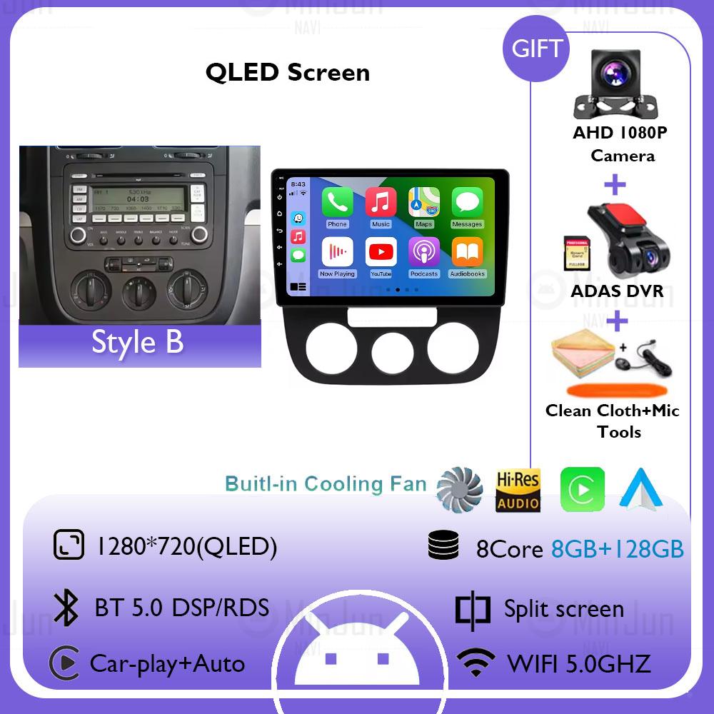 2K Screen Android 14 Car GPS Radio Multimedia For Volkswagen Jetta 5 2005 - 2010 Car Radio Multimedia Video Player Navigation