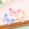 50Pcs 3D Organza Fabric Butterfly Appliques Gradient Color Double-Layer Simulation Mesh Butterfly Patch Translucent