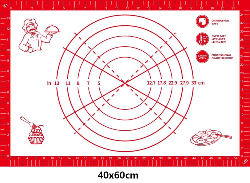 Food Grade Silicone Baking Mat Non-slip Pastry Mat for Rolling Out Dough Making Pie Crust and Fondant with Measuring Function