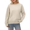 Women's Oversized Knit Sweater, Comfortable Top, Cute Thick Round Neck Plus Size Pullover Long Sleeve Clothing