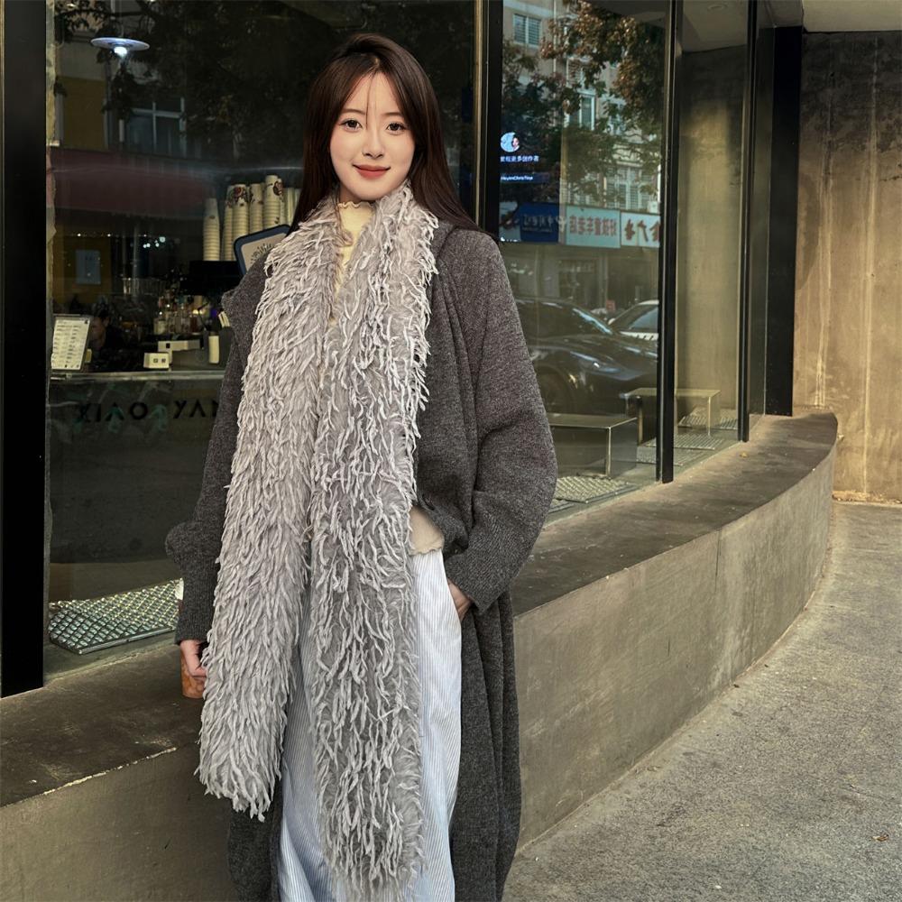 Imitation Ostrich Tassel Versatile Spice Girl Plush Long Hair Scarf Encryption Premium Sense Thickened Warm Scarf Shawl