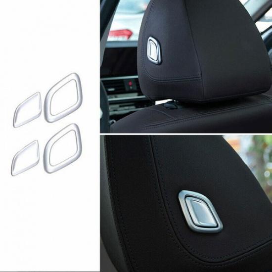 Seat Headrest Switch Button Cover Trim For BMW 3-Series G20 - Silver ABS