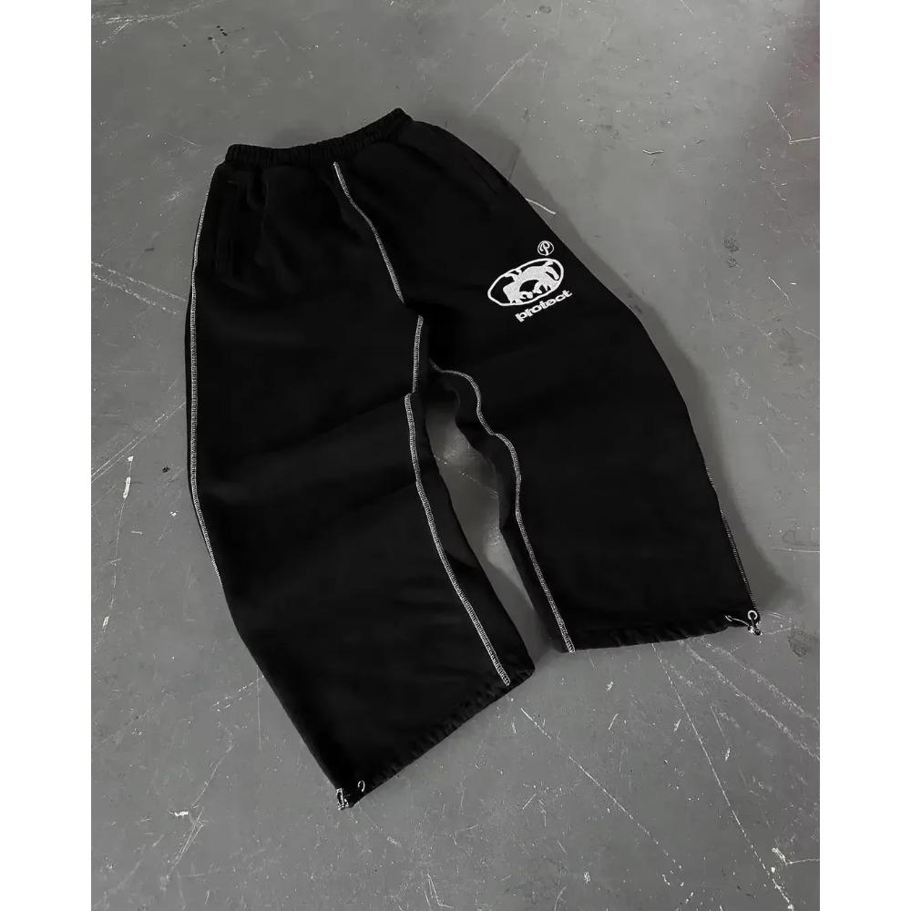 Pantaloni a gamba larga in vita alta di tendenza americana da uomo Y2K Harajuku Hip-Hop Joker Casual