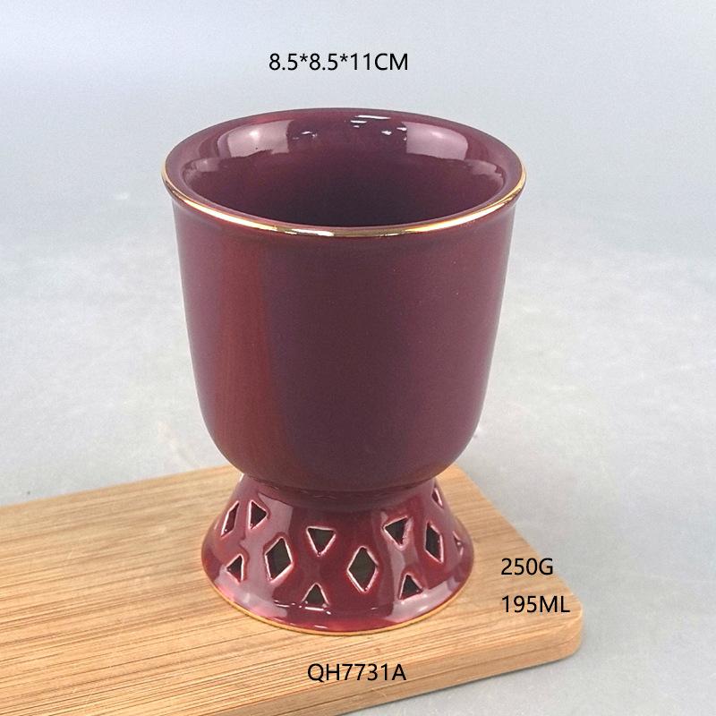 

European Style Tracing Phnom Penh Tall Ceramic Cup Hollow High Foot Single Cup Water Cup Tea Cup Niche Design Girls Cup 101-200ml
