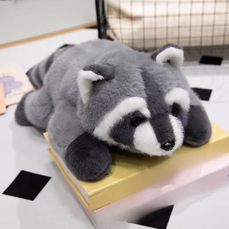 

Лежащий енот плюшевая игрушка милая мягкая кукла подушка для девочек детей малышей подарок на день рождения 30cm