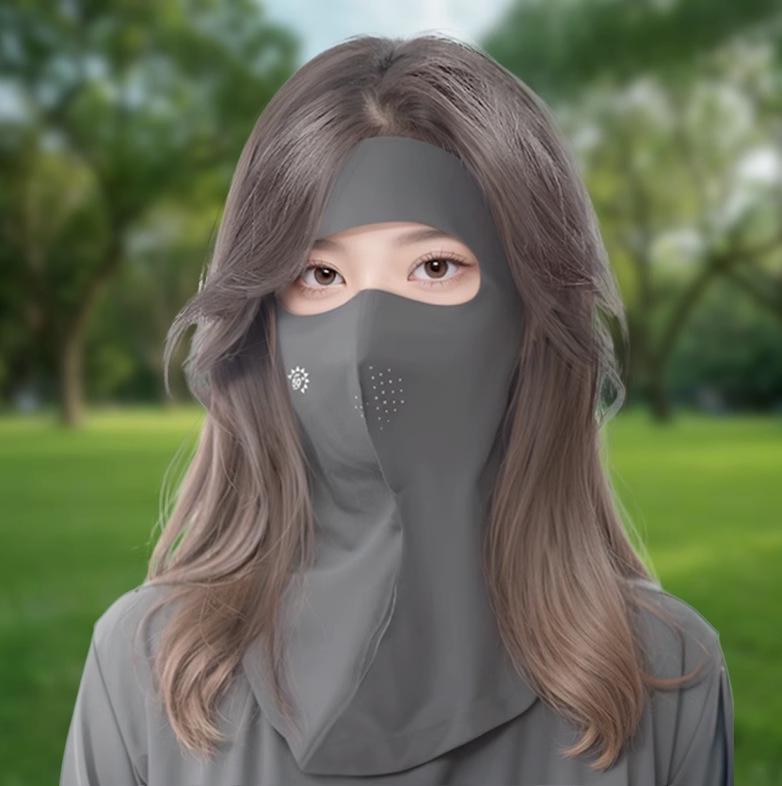 

Женская маска для лица из ледяного шелка с защитой от УФ-лучей и защитой шеи - издание 2025 года