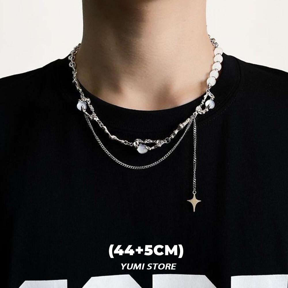 Titanium Steel Black Star Necklace For Men Women Trend Cross Pendant Collar Sweater Chain Hip Hop Kpop  Male Accessories