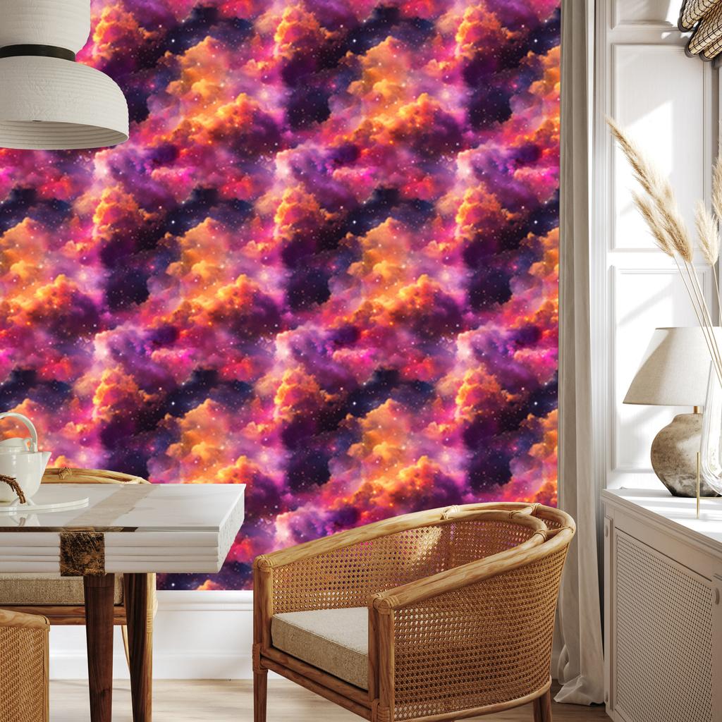 Watercolor Galaxy Purple and Plum Wallpaper for Living Room and Bedroom 50x1000