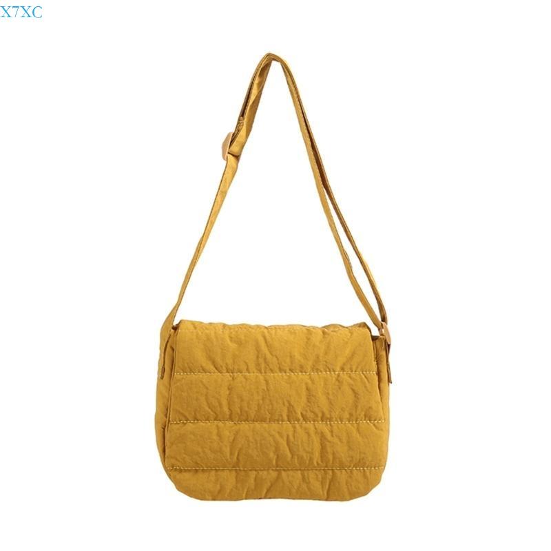 

X7XC Multi Color Padded Cotton Cover Square Bag For Daily Use Nylon Crossbody Pouches Casual Underarm Bags горчичный