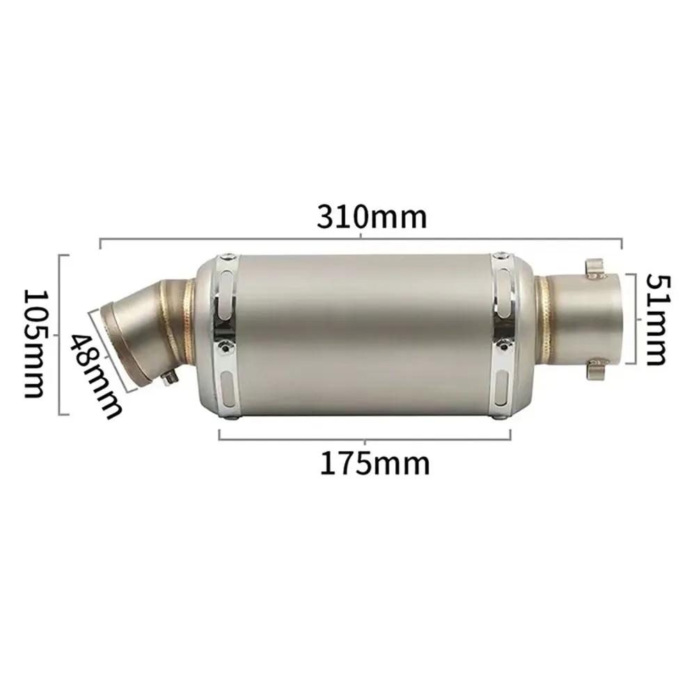 51mm Universal Motorcycle Exhaust Stainless Steel Muffler Escape 310 370 440 Mm Pipe 100cc-1000cc ATV GP Scooter For Fz6 Pcx125