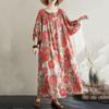 Short Sleeve Plus Size Cotton Vintage Floral New In Dresses for Women Casual Loose Long Summer Dress