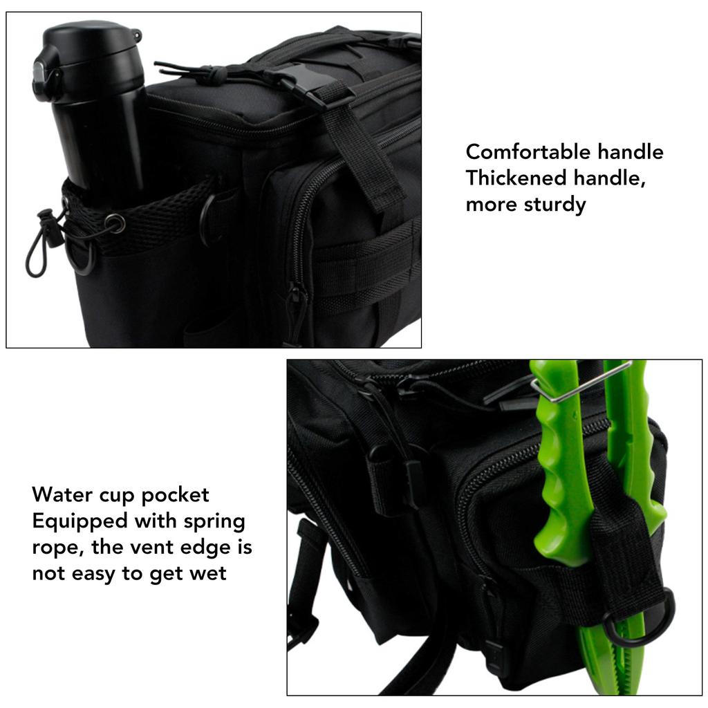 Fishing Tackle Bag Double Layer Waterproof Canvas Multifunction Fishing Bag Fishing Bag Backpack for Outdoor Angling
