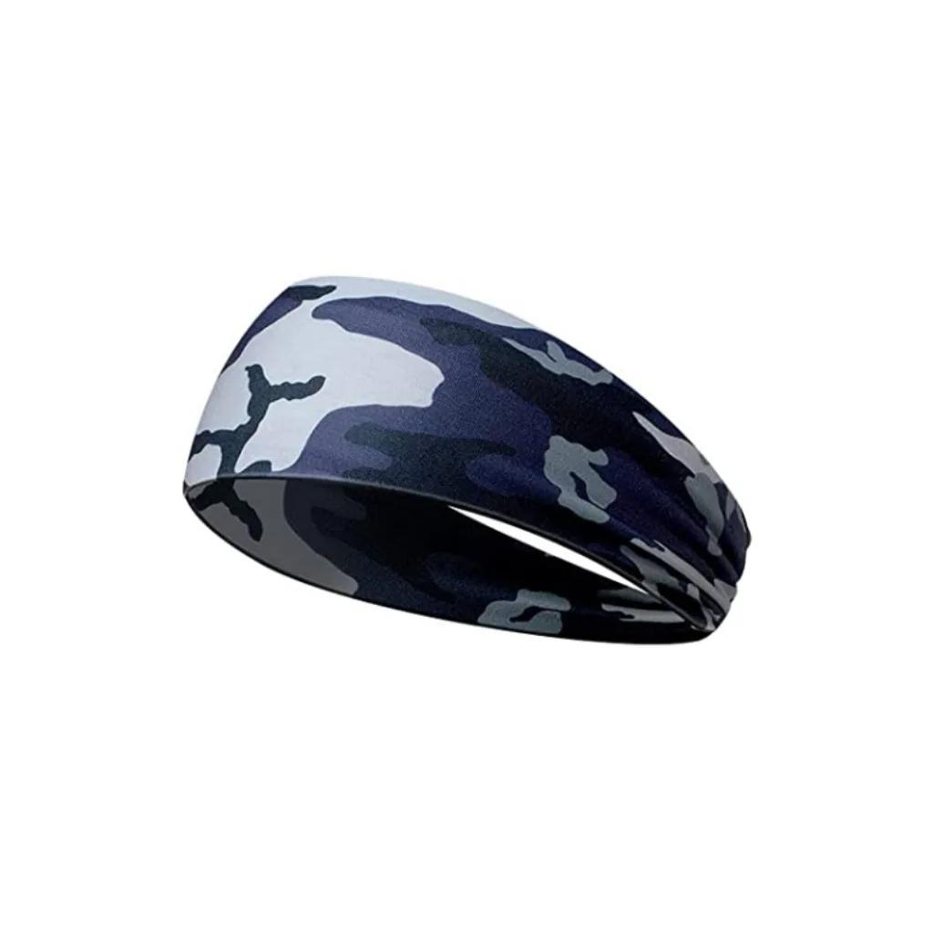 Camouflage Print Mens Sports Headband Sweatband Stretch Elastic Gym Fitness Running Headwrap Breathable Women Yoga Hair Bands