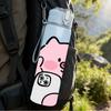 1PC Pink Pig Take Selfie Funny Cartoon Print 750ml Color Plastic Sports Water Bottle Leakproof Flip Straw Lid Suitable for Sports Office Home Use
