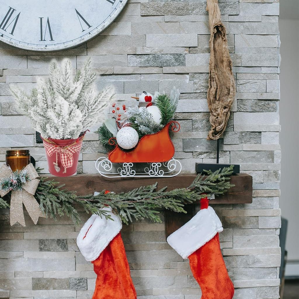 14 Pcs 10Inch Artificial Flocking Pine Picks Snow Forest Artificial Pine Needles Branches Christmas Fake Greenery Tree Branches DIY Leaves for