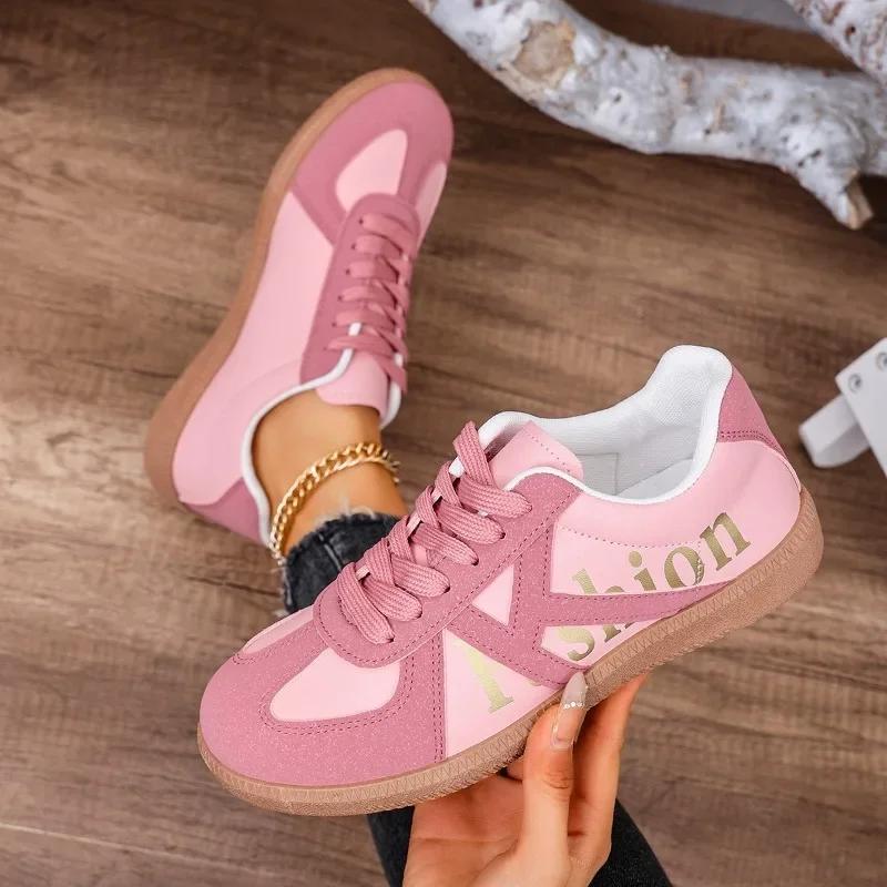 Wiosna 2025 Nowe Sznurowane Damskie Buty Sportowe Plus Size Damskie Sneakersy Mieszane Kolory Damska Moda Wszechstronne Płaskie Casualowe Sneakersy