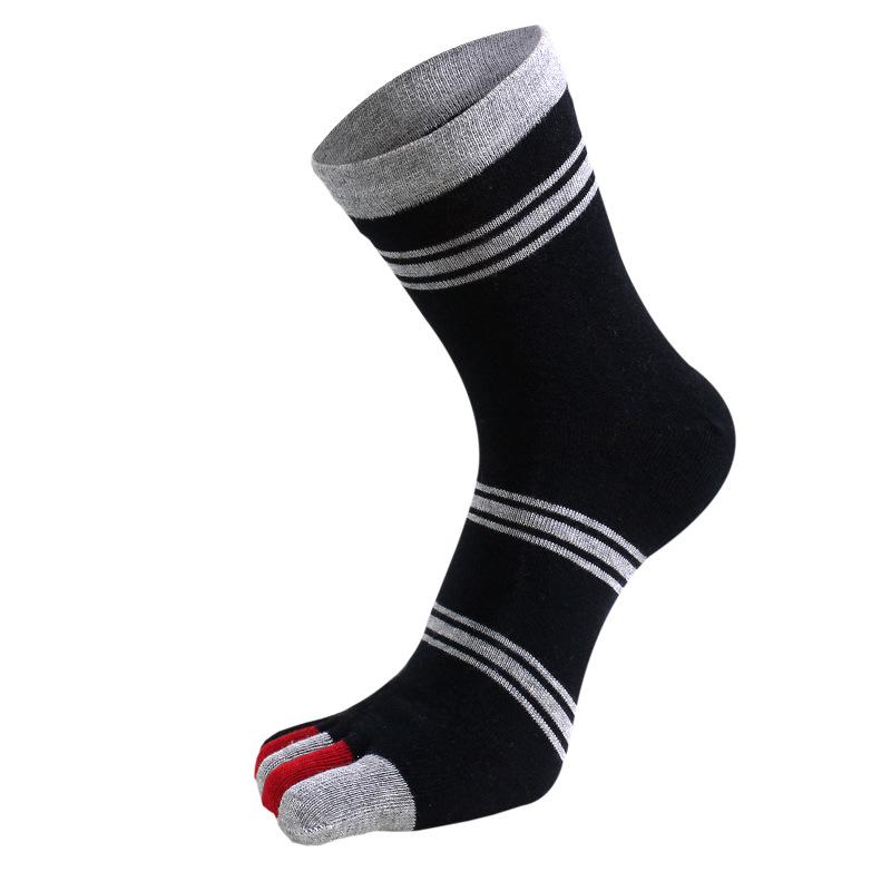 Men's Colorful Cotton Mid-Calf Five-Finger Toe Socks for All Seasons
