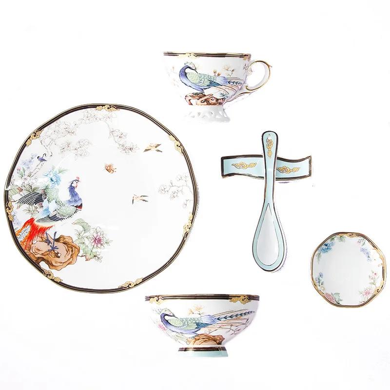 High-end Exquisite Bone China Dinner Plate Gilded Animal Pattern Cooking Dishes Dessert Salad Plate Hotel Kitchen Tableware New