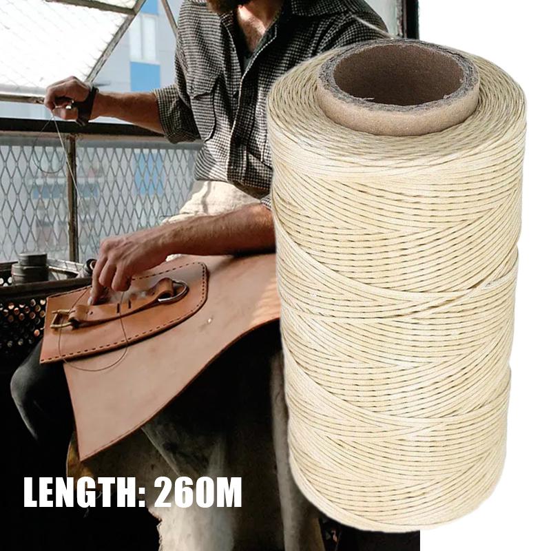 260M 1mm 150D Płaski woskowany sznurek do szycia rękodzieła do majsterkowania Narzędzie skórzane Beżowy