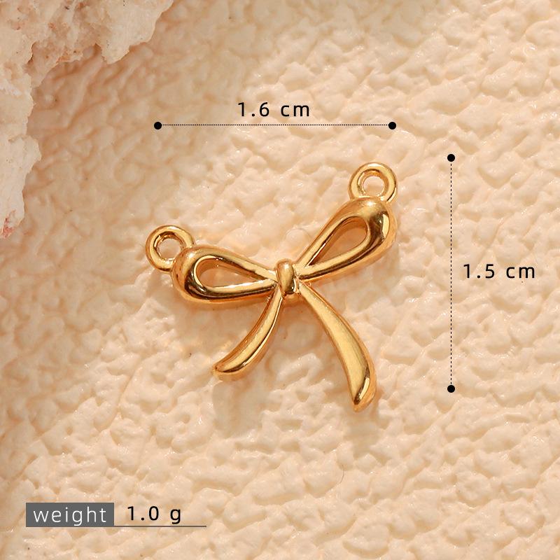 Bow Pendant Charm Necklace & Earring Set - European & American INS Style, Stainless Steel DIY Jewelry.