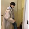 Men's Mid-Length Woolen Hooded Coat - Autumn/Winter Style, Over-The-Knee, Trendy High-End Thick Windbreaker