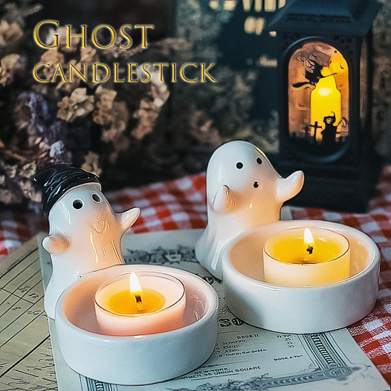 Halloween Candle Holder Desk Accessorie Halloween Decoration Ghost Candlestick Ornament Office Accessorie Home Decor