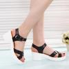 Mulheres Salto Alto Cunhas Sapatos Ao Ar Livre Fivela Slope Sapatos Dedo Do Pé Redondo Plataforma Plus Size