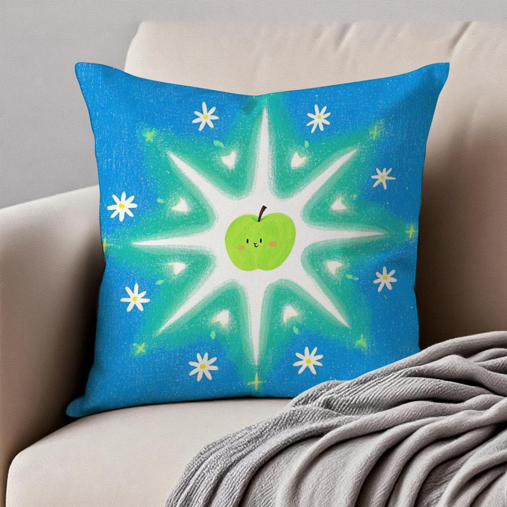 Härlig Anime Lyckofrukt Rolig Design Konst Kuddfodral Örngott Dammkvalsterfri Osynlig Dragkedja Kort Plysch Soffkudde