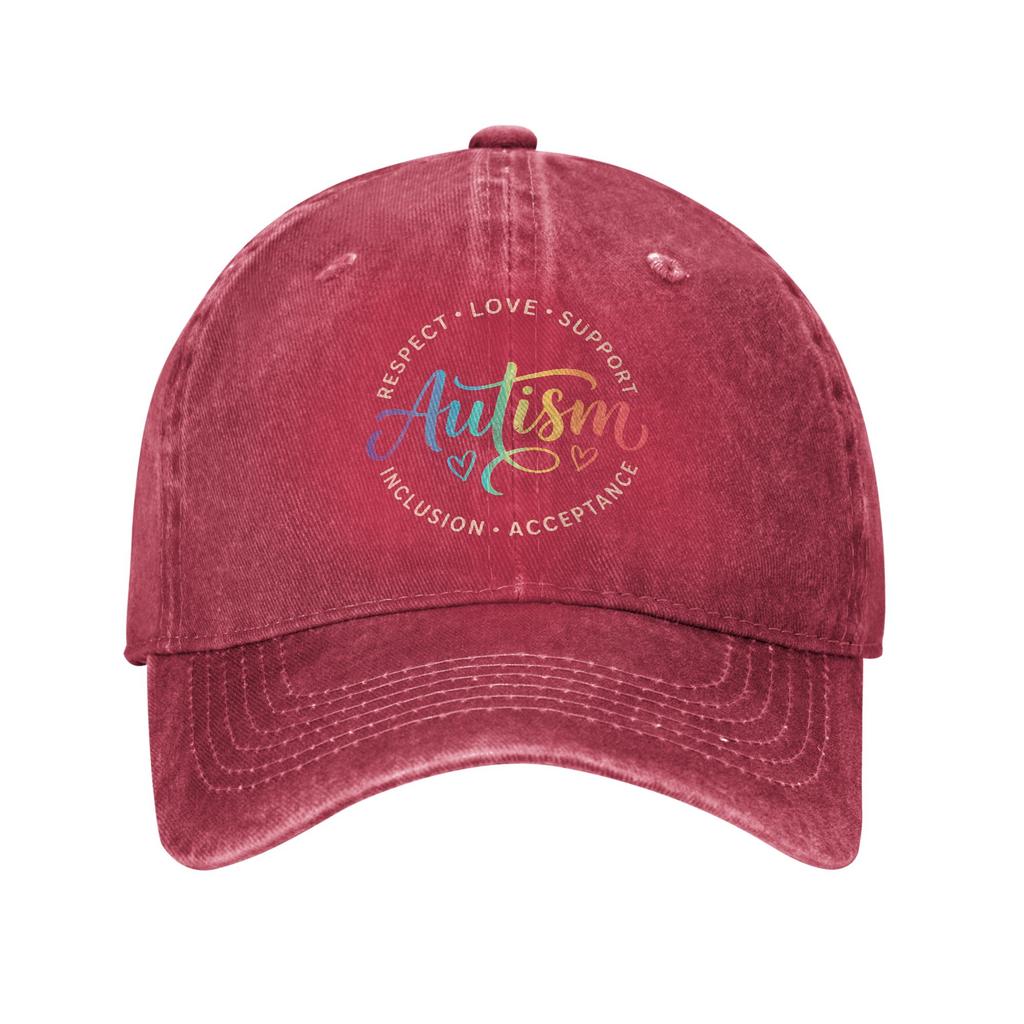 Autism Awareness Respect Love Support Washed Baseball Cap Print Sun Trucker Hat Summer Women Men Tennis Skate Baseball Caps