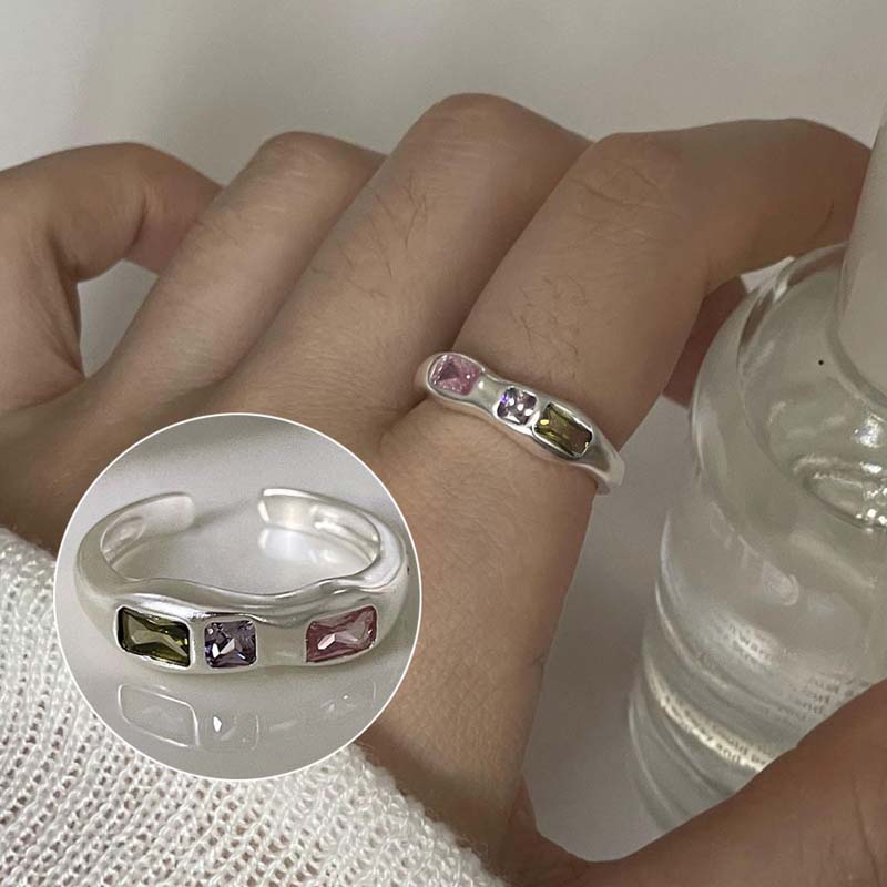 Fashion Colorful Zircon Heart Open Rings for Women Girl Vintage Crystal Star Adjustable Finger Rings Wedding Party Jewelry