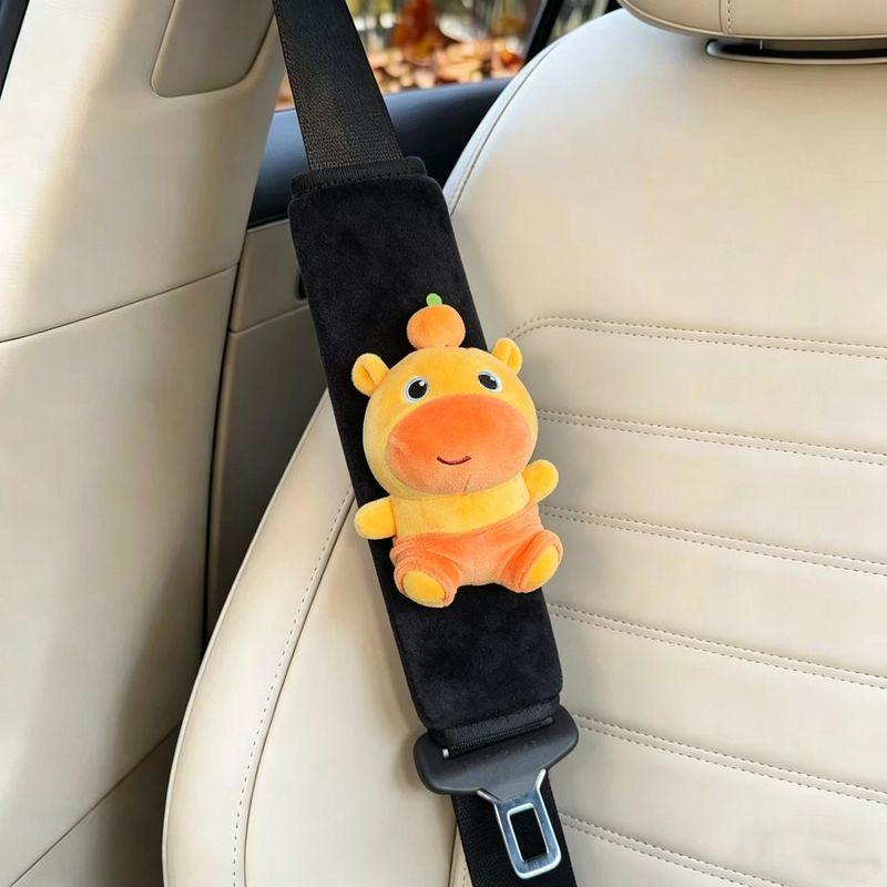 Cute Capybara Car Seatbelt Shoulder Pad Cover, Seatbelt Protector, Car Interior Decoration, Adorable Car Accessory Sitting Lulu-Black Velvet Shoulder Pads