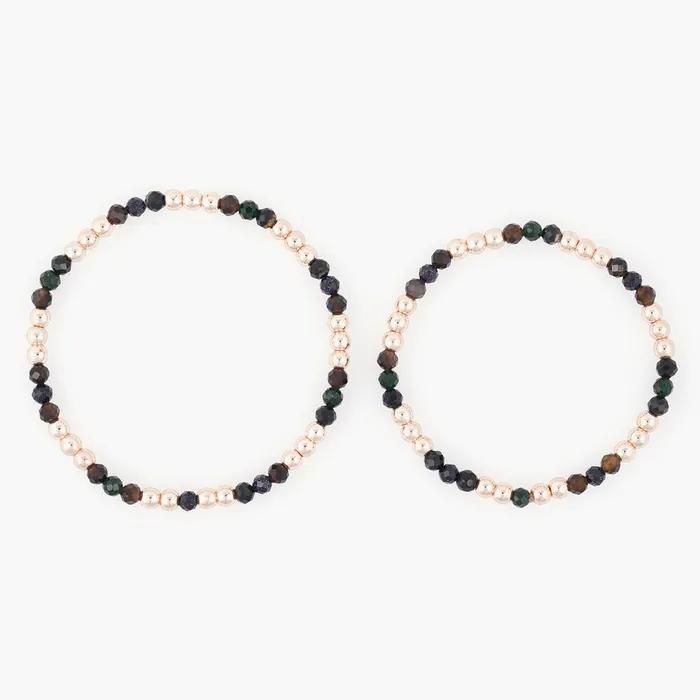 4mm Rose Gold Ball Cut Quartz Mixed Gemstone Bracelet (C2403AC1181_GD)