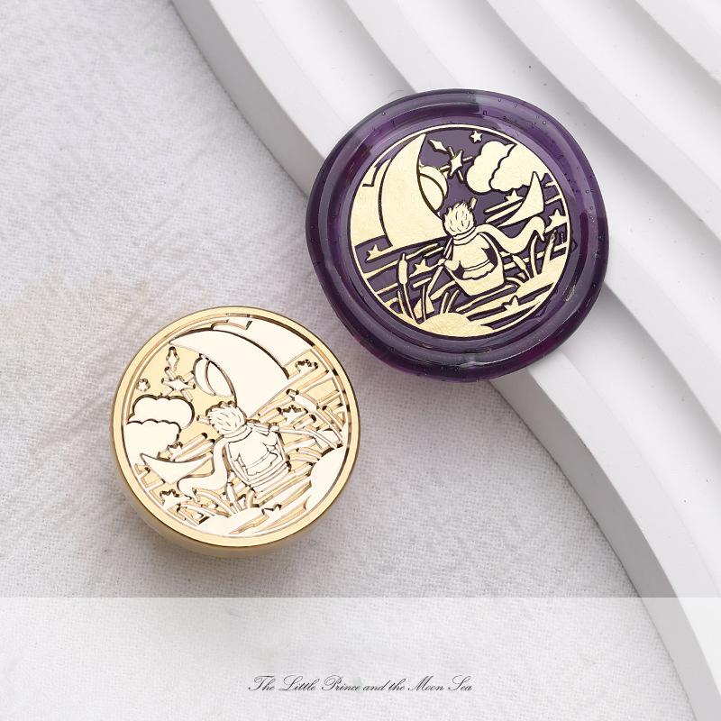 Copper Wax Seal Stamp Retro Moon Star Sealing Wax Stamp Head For Wedding Invitation Gift Packaging Cards Metal Head