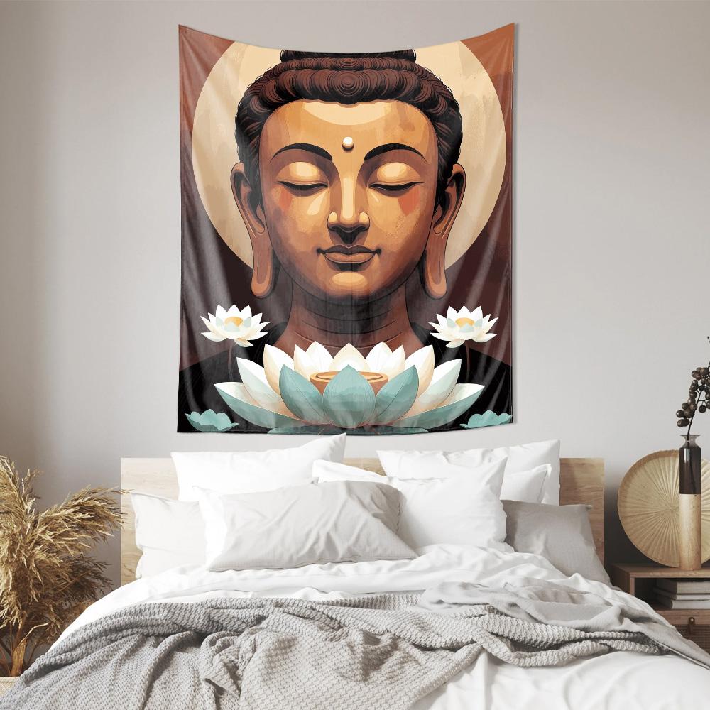 Lotus and Buddha Wall Decorative Hanging ClothPaintingTapestry