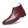 Fashion High End Luxury Brand Wine Red Men's Banquet Dress Shoes Lace Up Pointed Men's Business Shoes Winter Fashion Trend Ankle Boots
